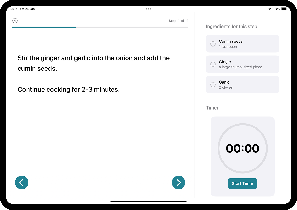 fuud cook mode on iPad